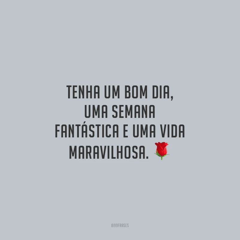 Tenha um bom dia, uma semana fantástica e uma vida maravilhosa.