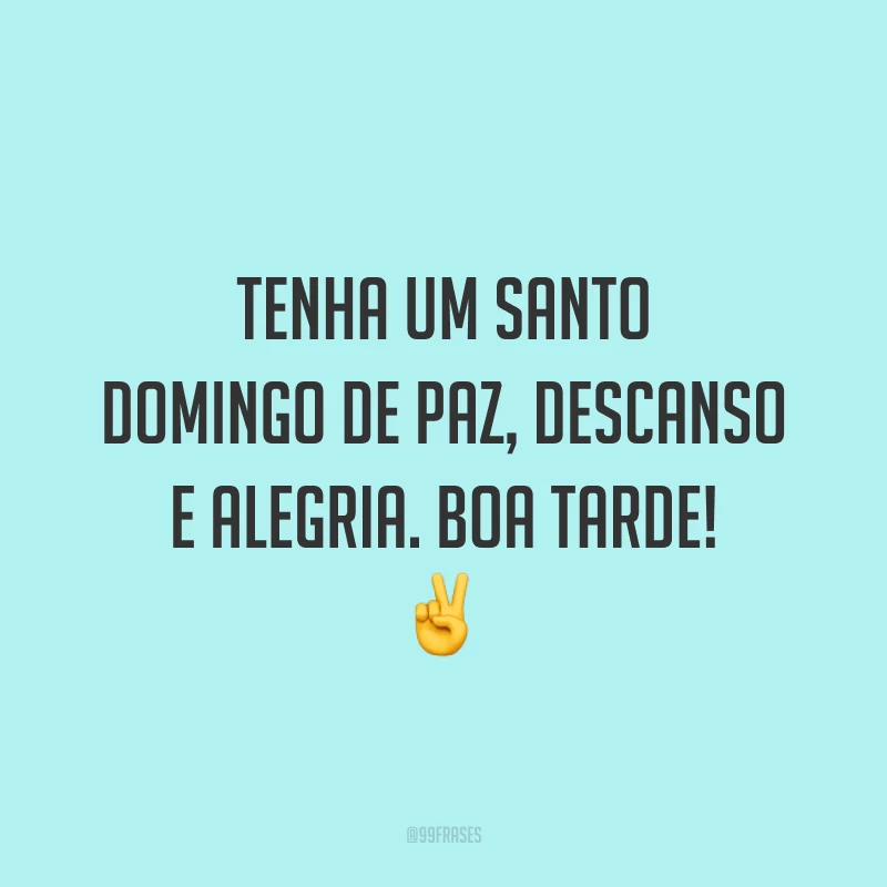 Tenha um santo domingo de paz, descanso e alegria. Boa tarde!