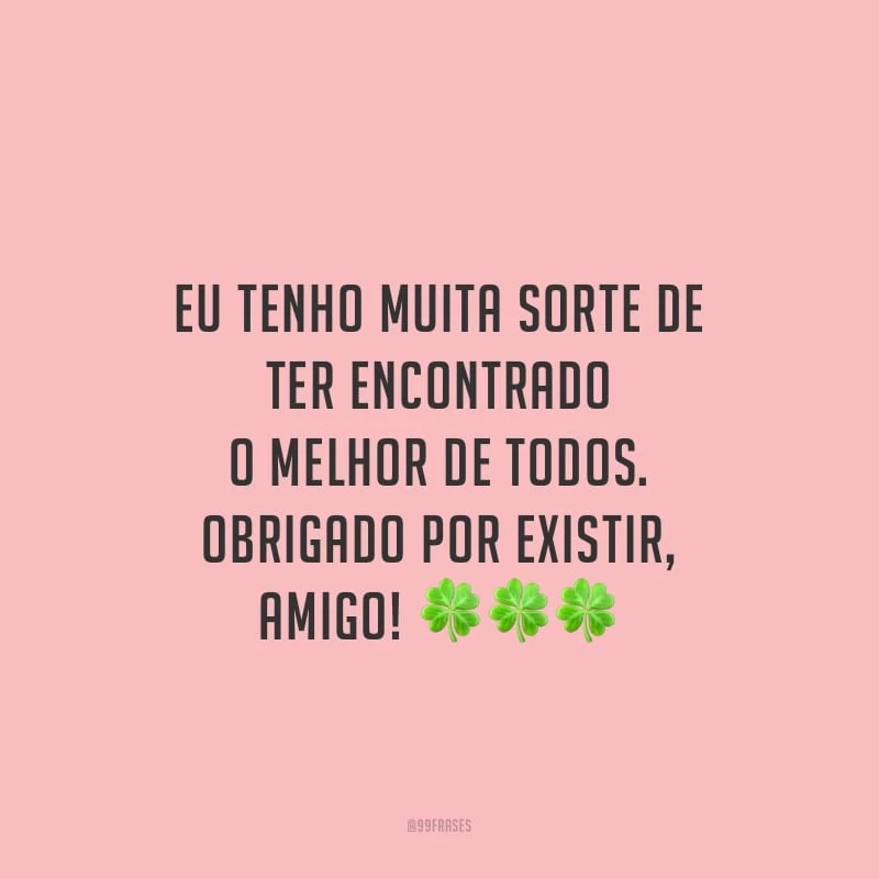 Eu tenho muita sorte de ter encontrado o melhor de todos. Obrigado por existir, amigo!