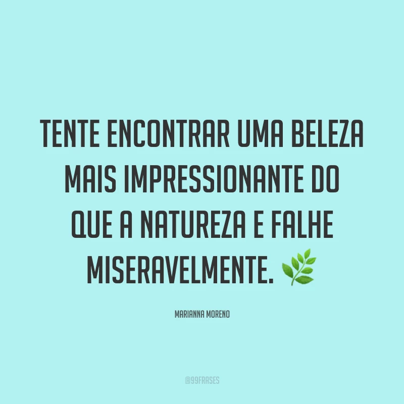 Tente encontrar uma beleza mais impressionante do que a natureza e falhe miseravelmente. ?