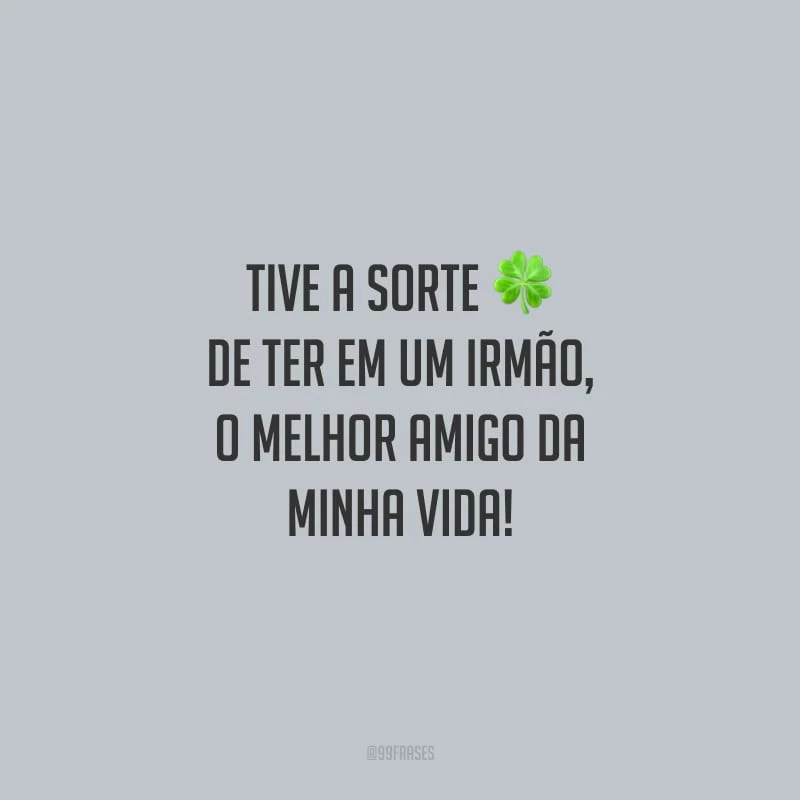 Tive a sorte de ter em um irmão, o melhor amigo da minha vida!