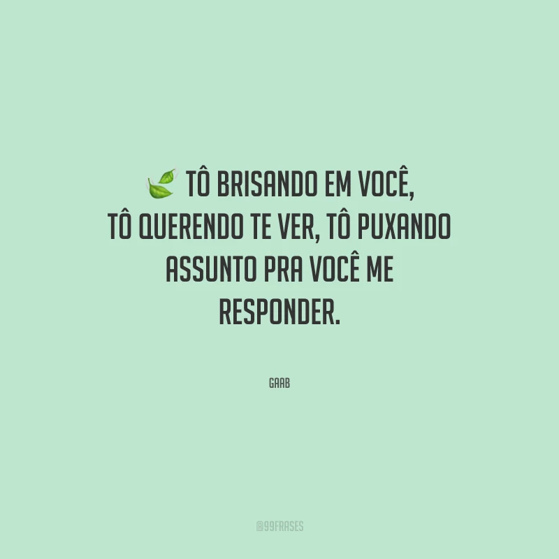 Tô brisando em você, tô querendo te ver, tô puxando assunto pra você me responder.