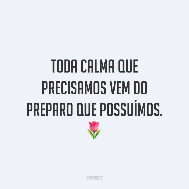 Toda calma que precisamos vem do preparo que possuímos. 🌷