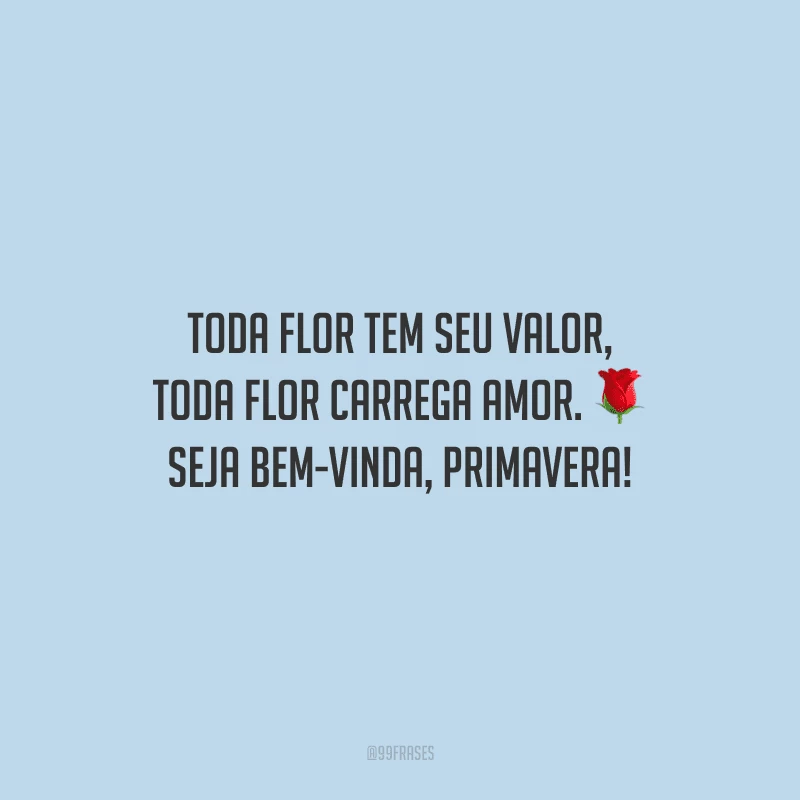 Toda flor tem seu valor, toda flor carrega amor. Seja bem-vinda, primavera!