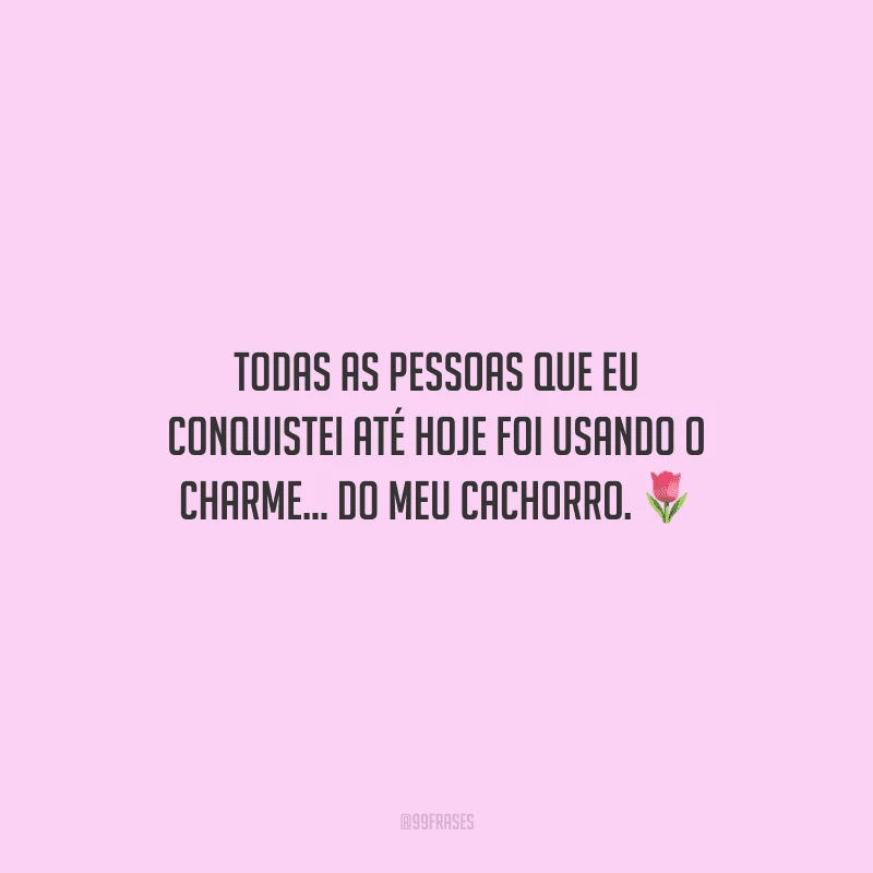 Todas as pessoas que eu conquistei até hoje foi usando o charme... do meu cachorro.