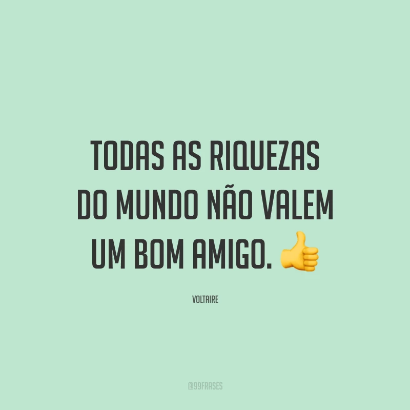 Todas as riquezas do mundo não valem um bom amigo. 👍