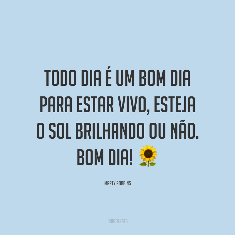 Todo dia é um bom dia para estar vivo, esteja o sol brilhando ou não. Bom dia! 🌻