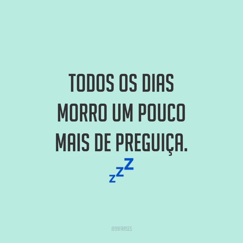 Todos os dias morro um pouco mais de preguiça. 💤