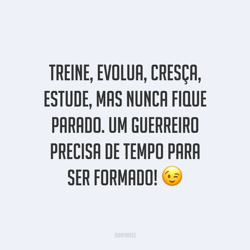 Treine, evolua, cresça, estude, mas nunca fique parado. Um guerreiro precisa de tempo para ser formado!