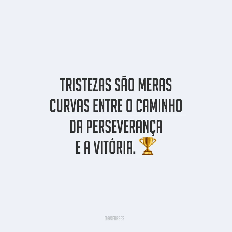 Tristezas são meras curvas entre o caminho da perseverança e a vitória.
