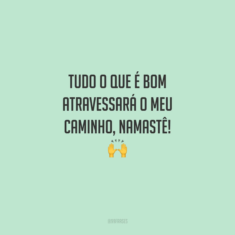 Tudo o que é bom atravessará o meu caminho, namastê! 