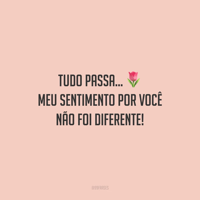 Tudo passa... meu sentimento por você não foi diferente!