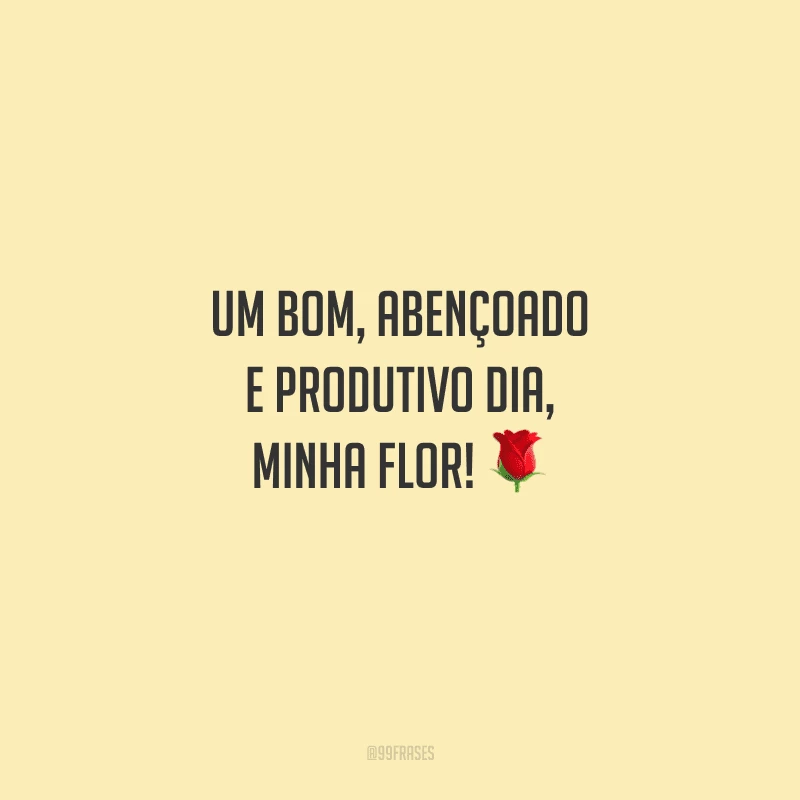 Um bom, abençoado e produtivo dia, minha flor! 