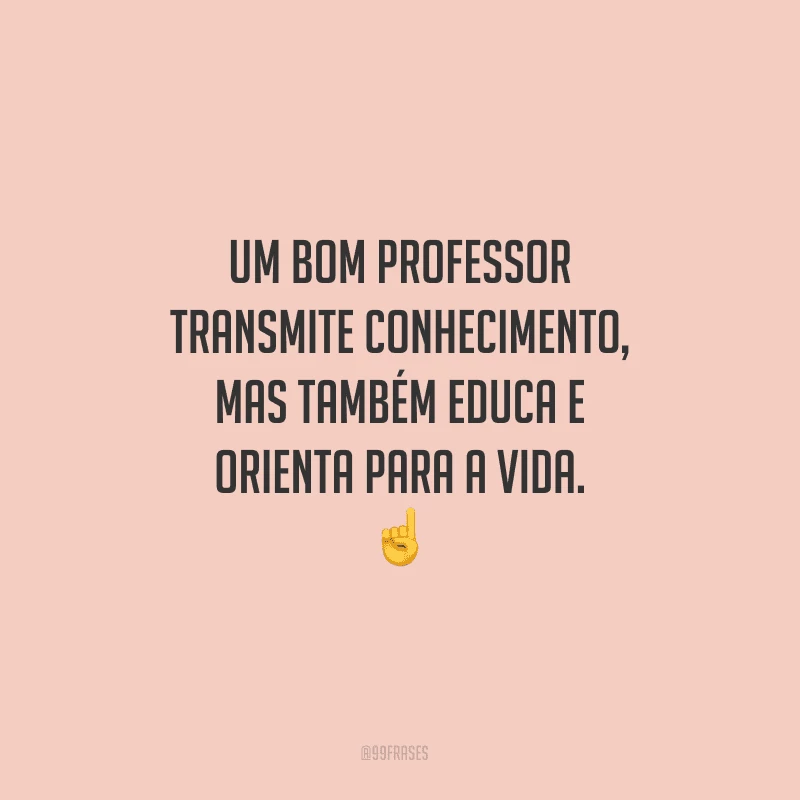 Um bom professor transmite conhecimento, mas também educa e orienta para a vida.