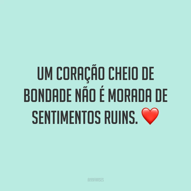 Um coração cheio de bondade não é morada de sentimentos ruins. ❤️