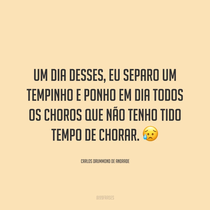 Um dia desses, eu separo um tempinho e ponho em dia todos os choros que não tenho tido tempo de chorar.