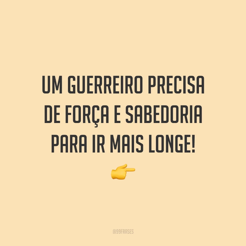Um guerreiro precisa de força e sabedoria para ir mais longe!