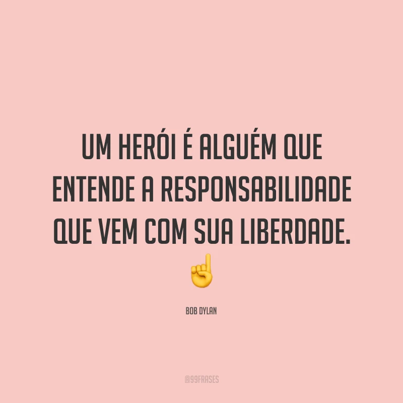 Um herói é alguém que entende a responsabilidade que vem com sua liberdade. ☝️