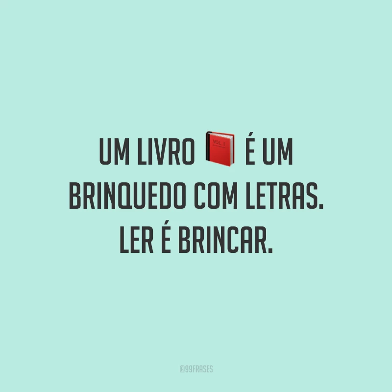Um livro é um brinquedo com letras. Ler é brincar.