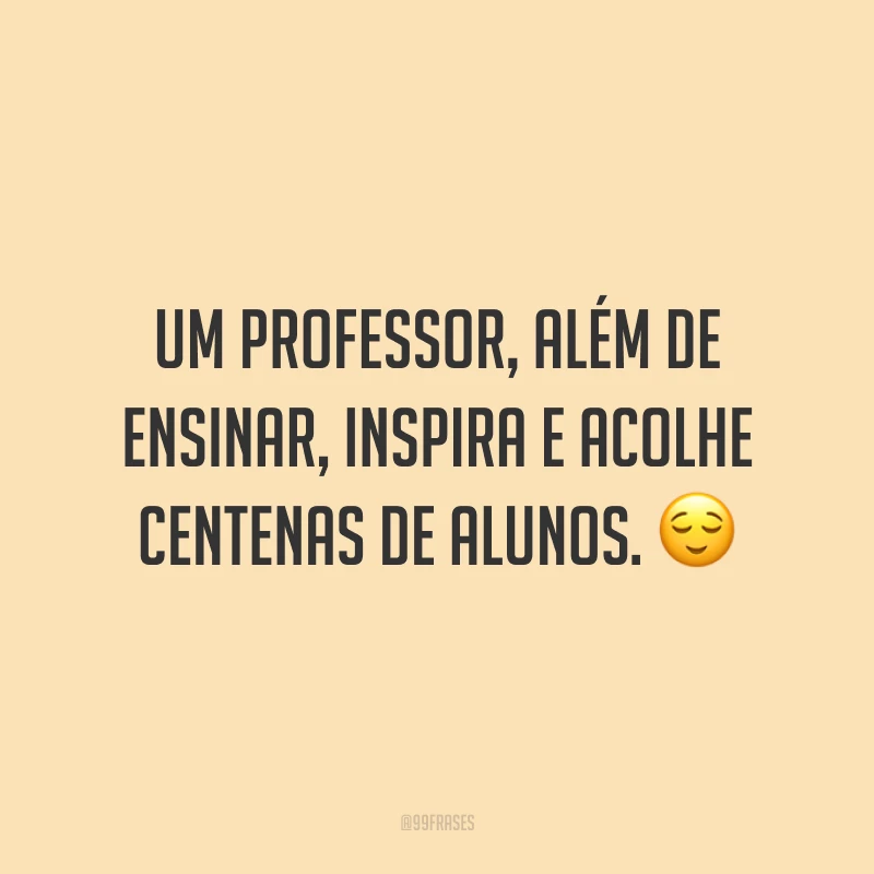 Um professor, além de ensinar, inspira e acolhe centenas de alunos.