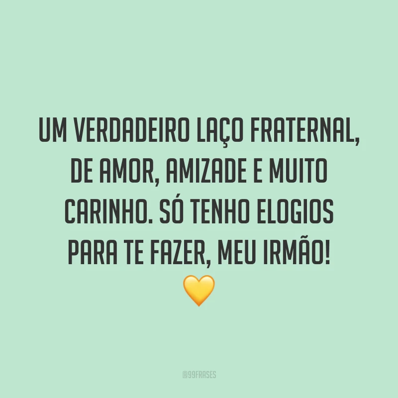 Um verdadeiro laço fraternal, de amor, amizade e muito carinho. Só tenho elogios para te fazer, meu irmão! 💛