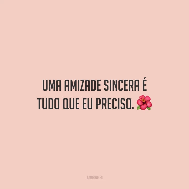 Uma amizade sincera é tudo que eu preciso.