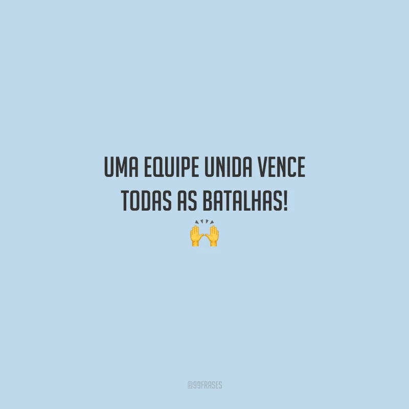 Uma equipe unida vence todas as batalhas! 