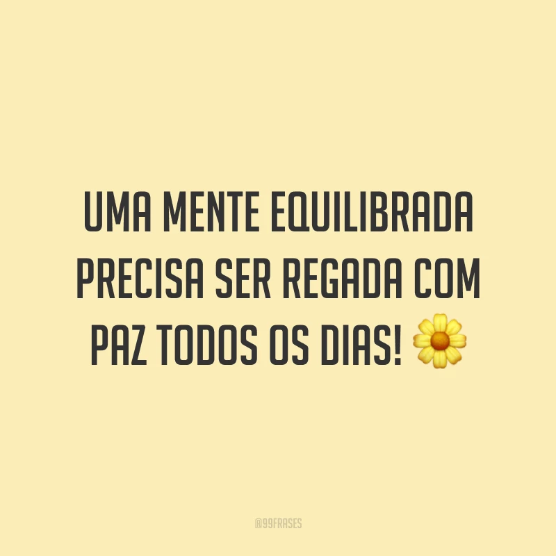 Uma mente equilibrada precisa ser regada com paz todos os dias! 🌼