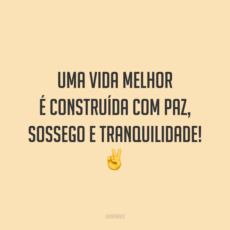 Uma vida melhor é construída com paz, sossego e tranquilidade! ✌️