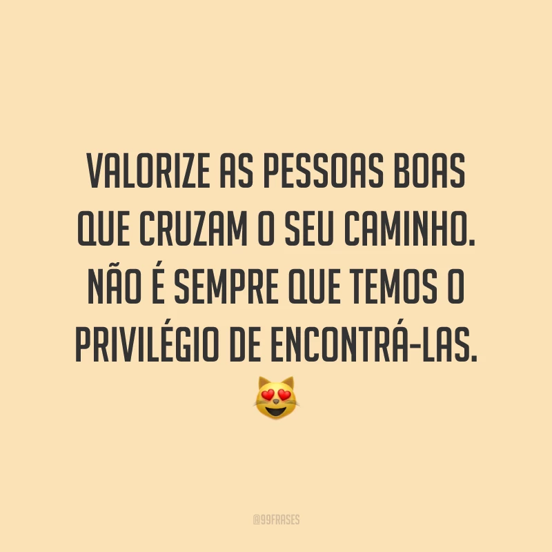 Valorize as pessoas boas que cruzam o seu caminho. Não é sempre que temos o privilégio de encontrá-las. 😻
