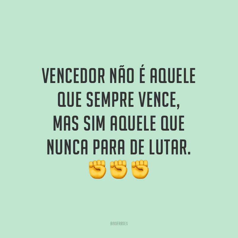 Vencedor não é aquele que sempre vence, mas sim aquele que nunca para de lutar.