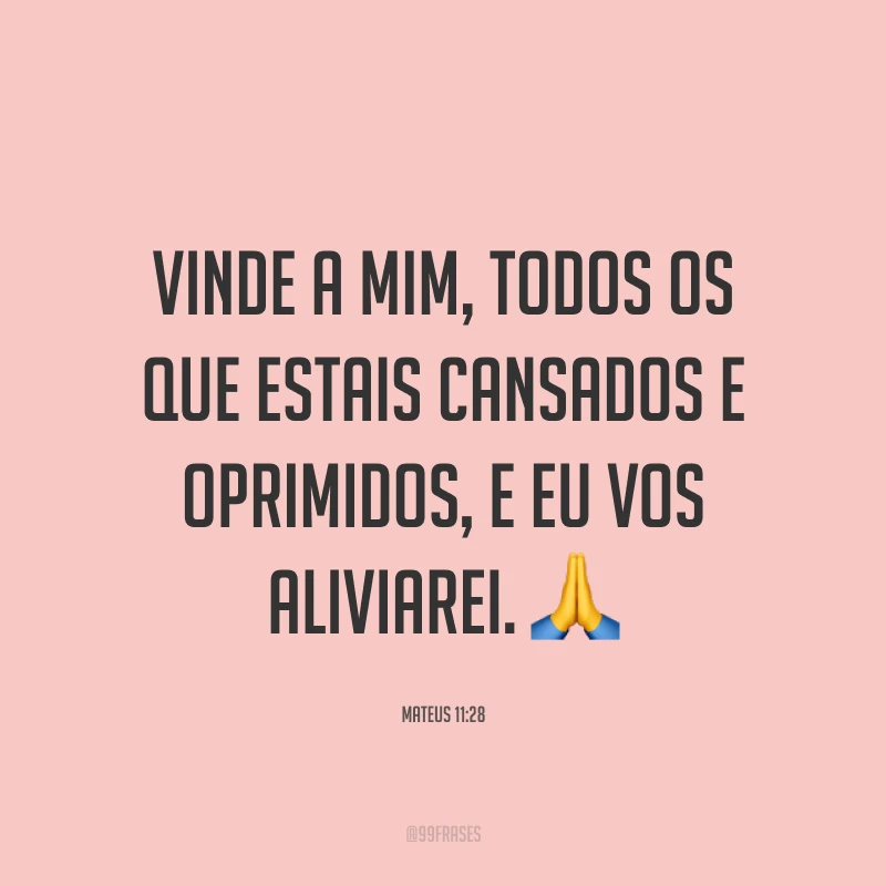 Vinde a mim, todos os que estais cansados e oprimidos, e eu vos aliviarei. ?