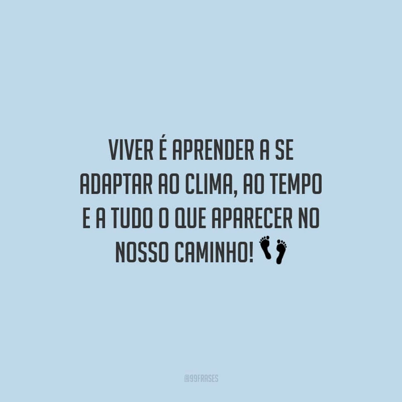 Viver é aprender a se adaptar ao clima, ao tempo e a tudo o que aparecer no nosso caminho!