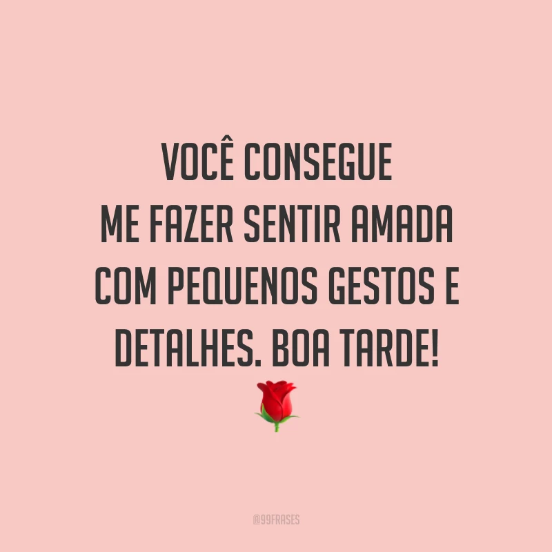 Você consegue me fazer sentir amada com pequenos gestos e detalhes. Boa tarde! 🌹