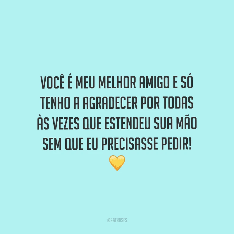 Você é meu melhor amigo e só tenho a agradecer por todas às vezes que estendeu sua mão sem que eu precisasse pedir! 