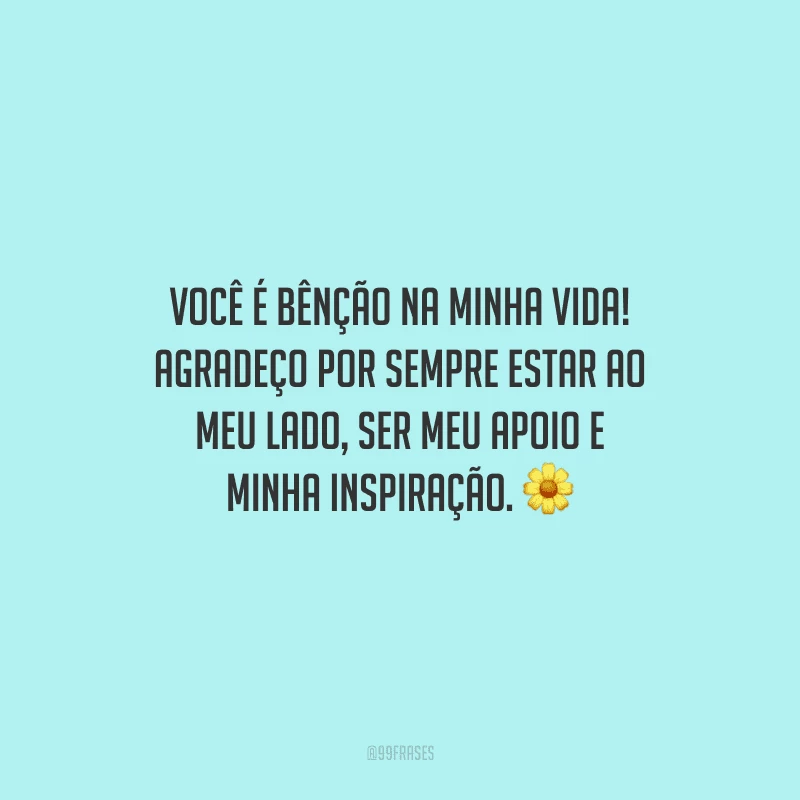 Você é bênção na minha vida! Agradeço por sempre estar ao meu lado, ser meu apoio e minha inspiração.