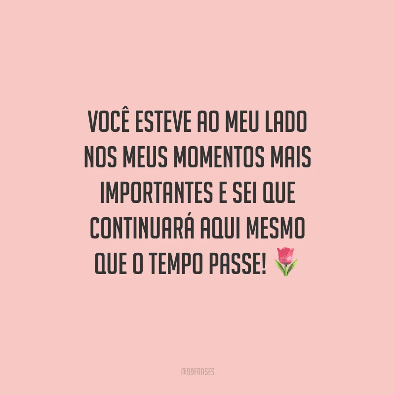 Você esteve ao meu lado nos meus momentos mais importantes e sei que continuará aqui mesmo que o tempo passe!