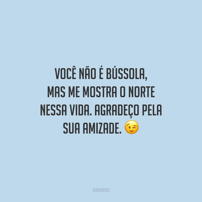 Você não é bússola, mas me mostra o norte nessa vida. Agradeço pela sua amizade.