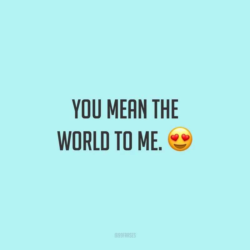 You mean the world to me. ?(Você é tudo pra mim.)